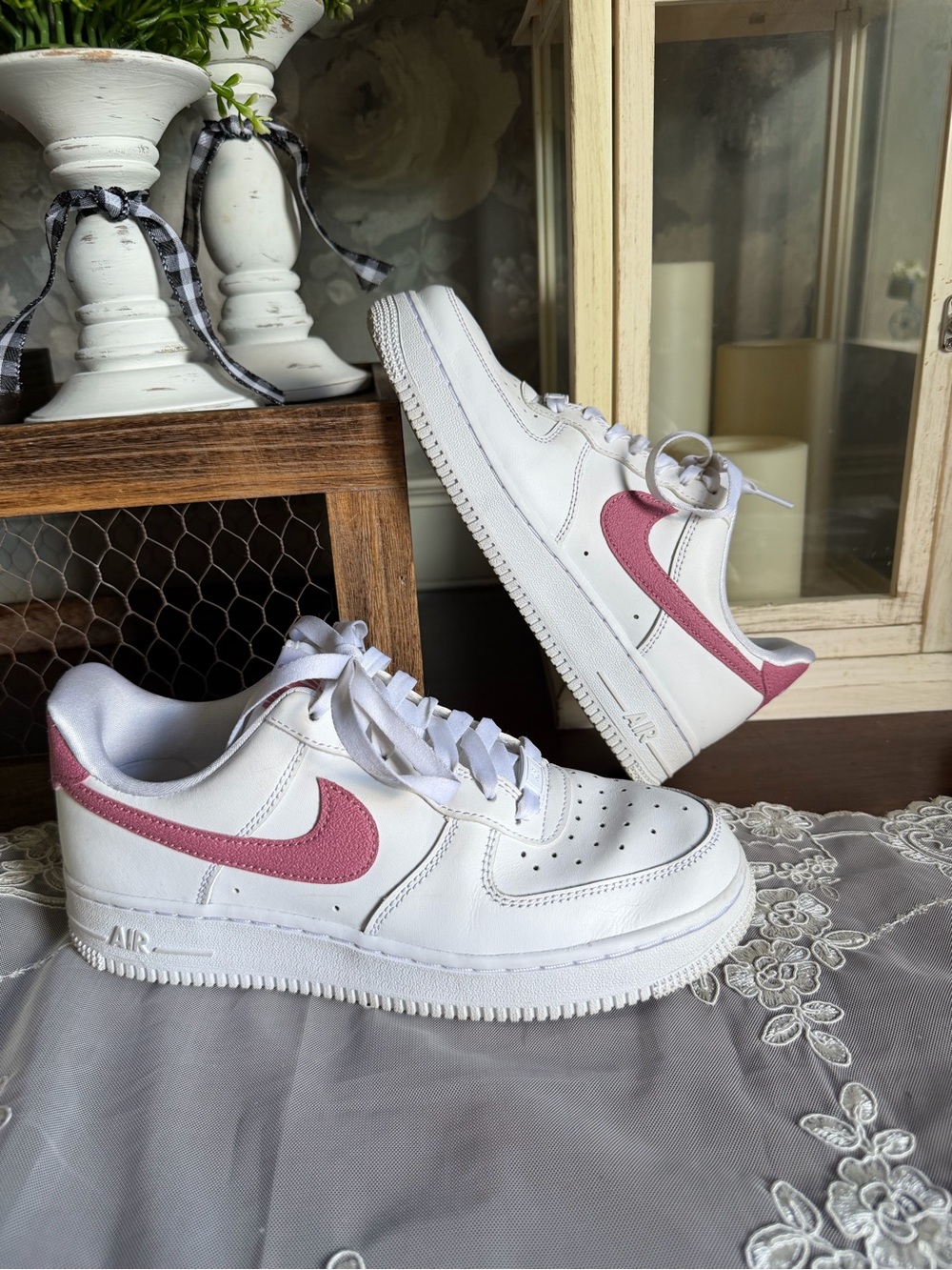 Nike Women's Air Force 1 Low 07’ White Desert Berry Sneakers Shoes Sz 7